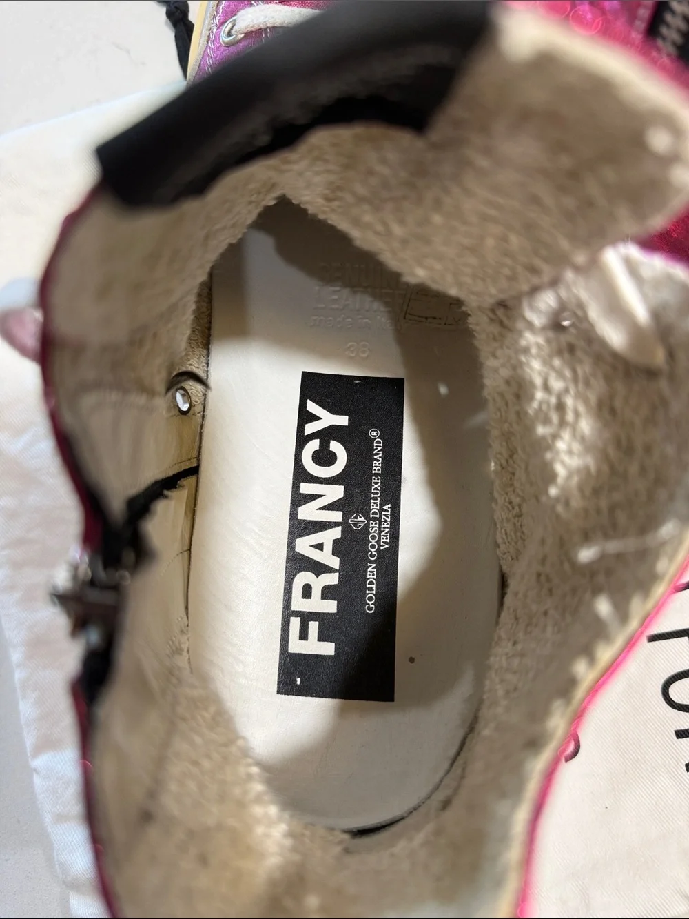 Golden Goose Francy Metallic Fuchsia High-Top Sneakers Sz. 8 w/ Dustbag